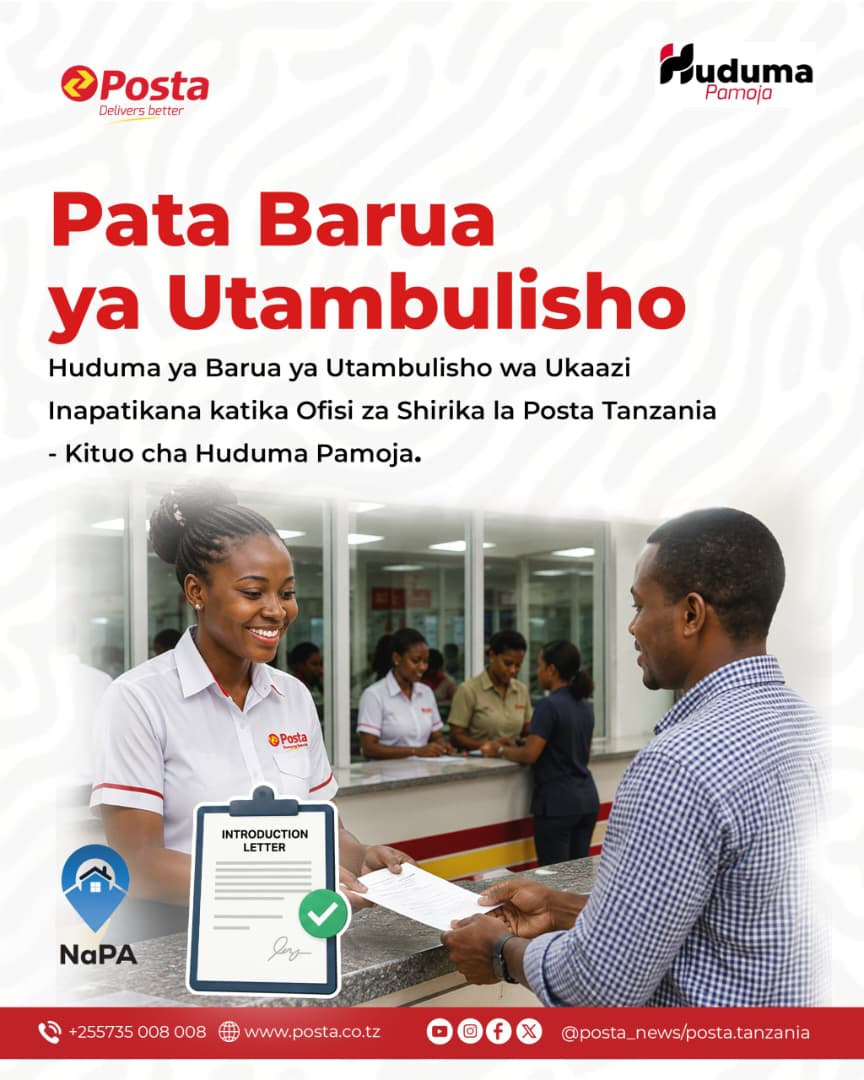BARUA YA UTAMBULISHO INAPATIKANA POSTA